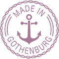 Illustrated seal with text 'Made in Gothenburg'